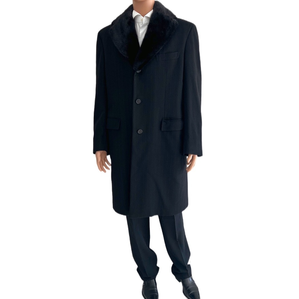 BRIONI Cashmere Mink Fur Overcoat, Size 52 R